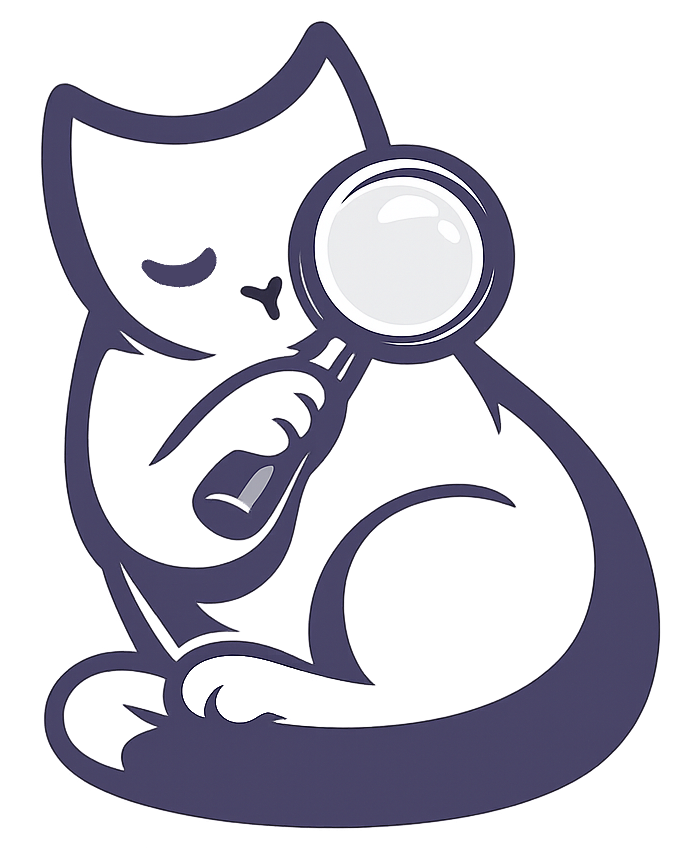The Clowder logo — cat with magnifying glass